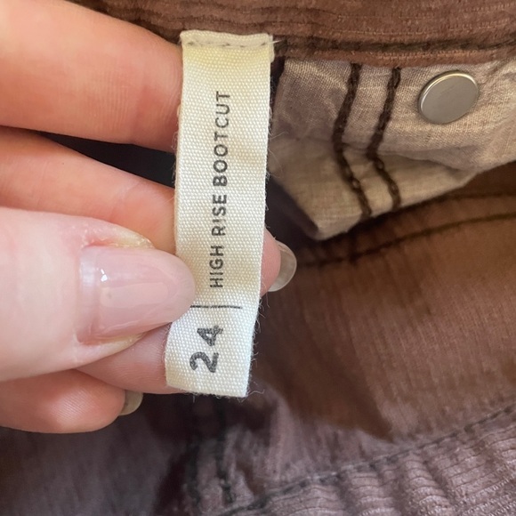 Women's 24 Brown Corduroy High Rise Bootcut Button Y2K - Picture 7 of 8